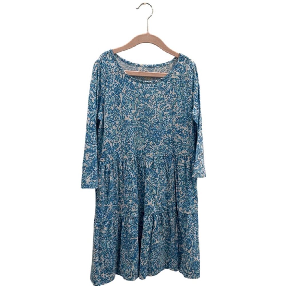 Lilly Pulitzer Geanna Swing Dress Took me by Sunrise Long Sleeve Crew Neck 8-10